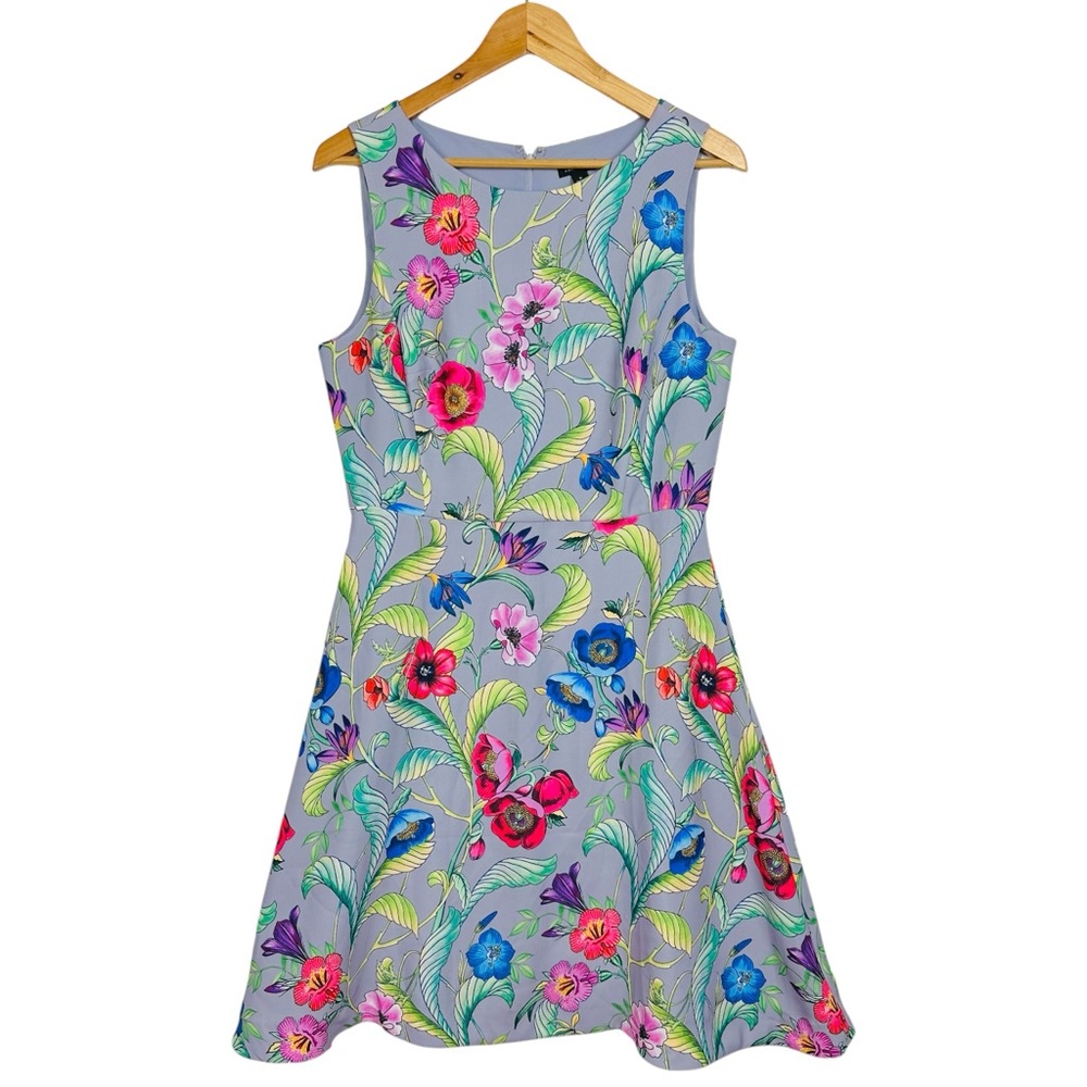Ann Taylor Jungle Floral Print Fit & Flare Sleeveless Crepe Spring Mini Dress 6 - Picture 13 of 13